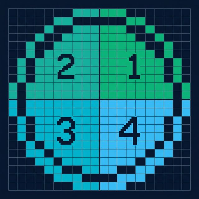 Circle divided into 4 color-coded quadrants showing the build order